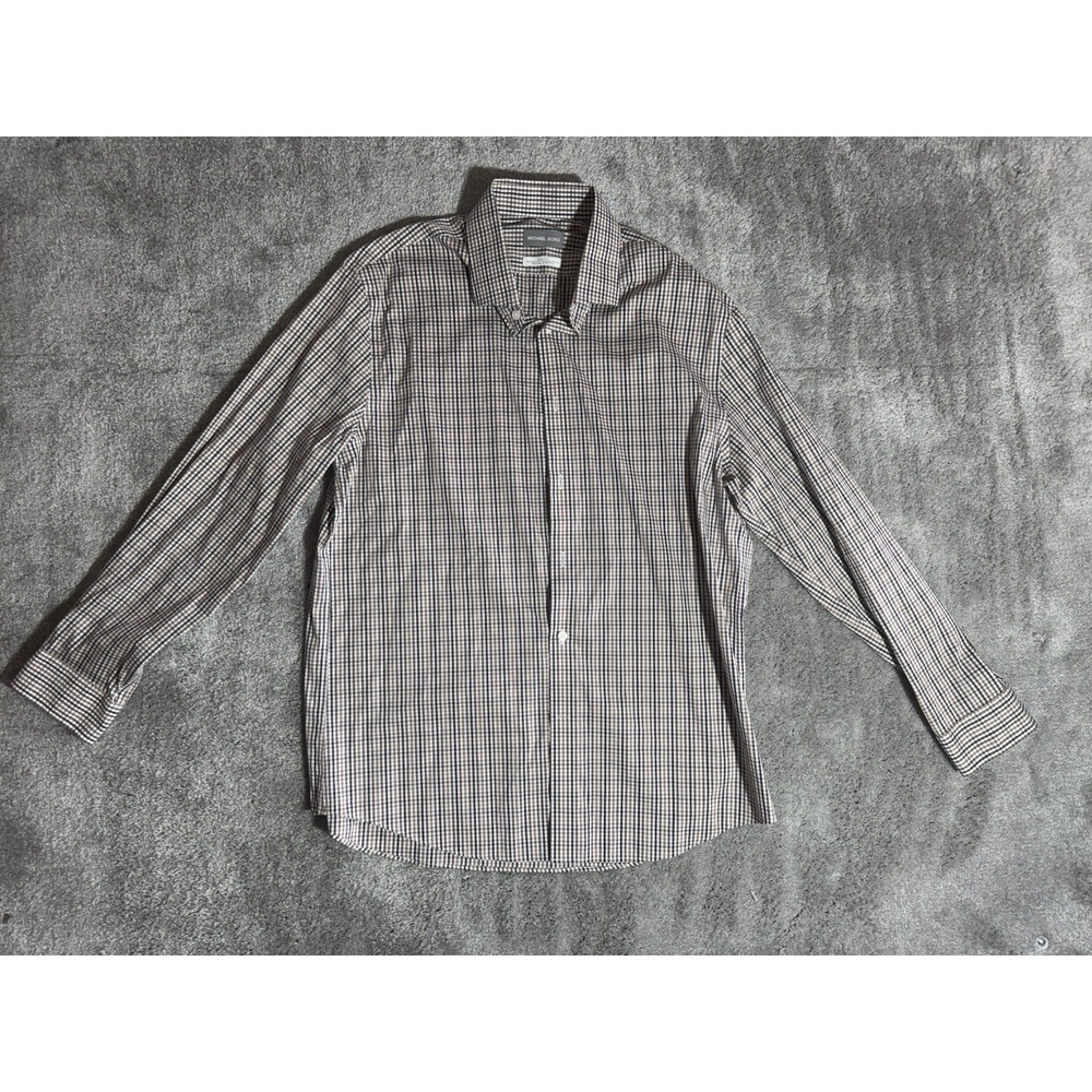 Michael Kors Men's‎ Brown Checker Print L Long Sleeve